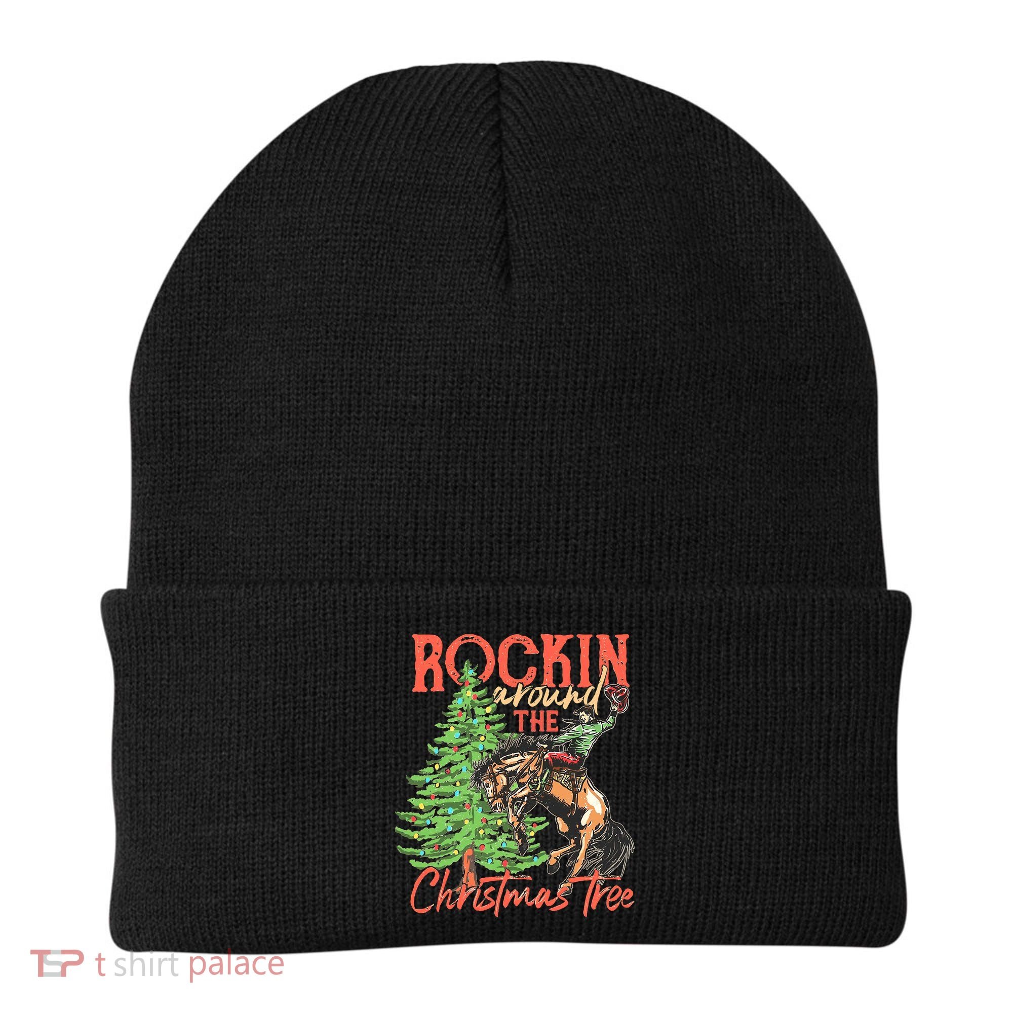Funny Cow Horsing Rocking Around Christmas Tree Western Beanie