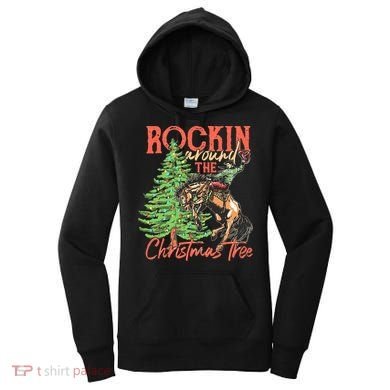 Funny Cow Horsing Rocking Around Christmas Tree Western Women's Hoodie