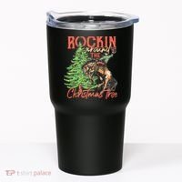 Funny Cow Horsing Rocking Around Christmas Tree Western Tumbler thumb 0