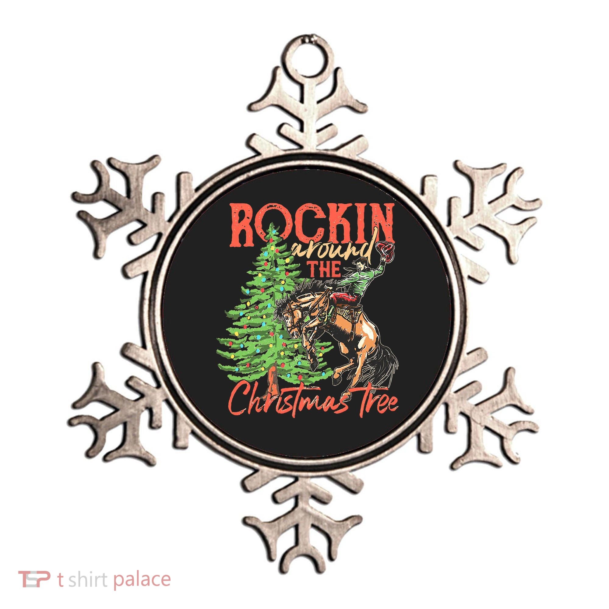 Funny Cow Horsing Rocking Around Christmas Tree Western Ornament