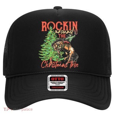 Funny Cow Horsing Rocking Around Christmas Tree Western Hat