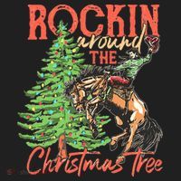 Funny Cow Horsing Rocking Around Christmas Tree Western Hat thumb 2