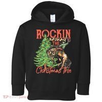 Funny Cow Horsing Rocking Around Christmas Tree Western Toddler Hoodie thumb 0