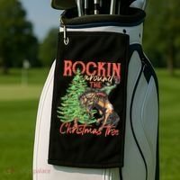 Funny Cow Horsing Rocking Around Christmas Tree Western Golf Towel thumb 2