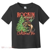 Funny Cow Horsing Rocking Around Christmas Tree Western Toddler T-Shirt thumb 0