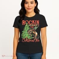 Funny Cow Horsing Rocking Around Christmas Tree Western Women's T-Shirt thumb 4