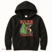 Funny Cow Horsing Rocking Around Christmas Tree Western Kids Hoodie thumb 0