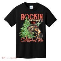 Funny Cow Horsing Rocking Around Christmas Tree Western Kids T-Shirt thumb 0