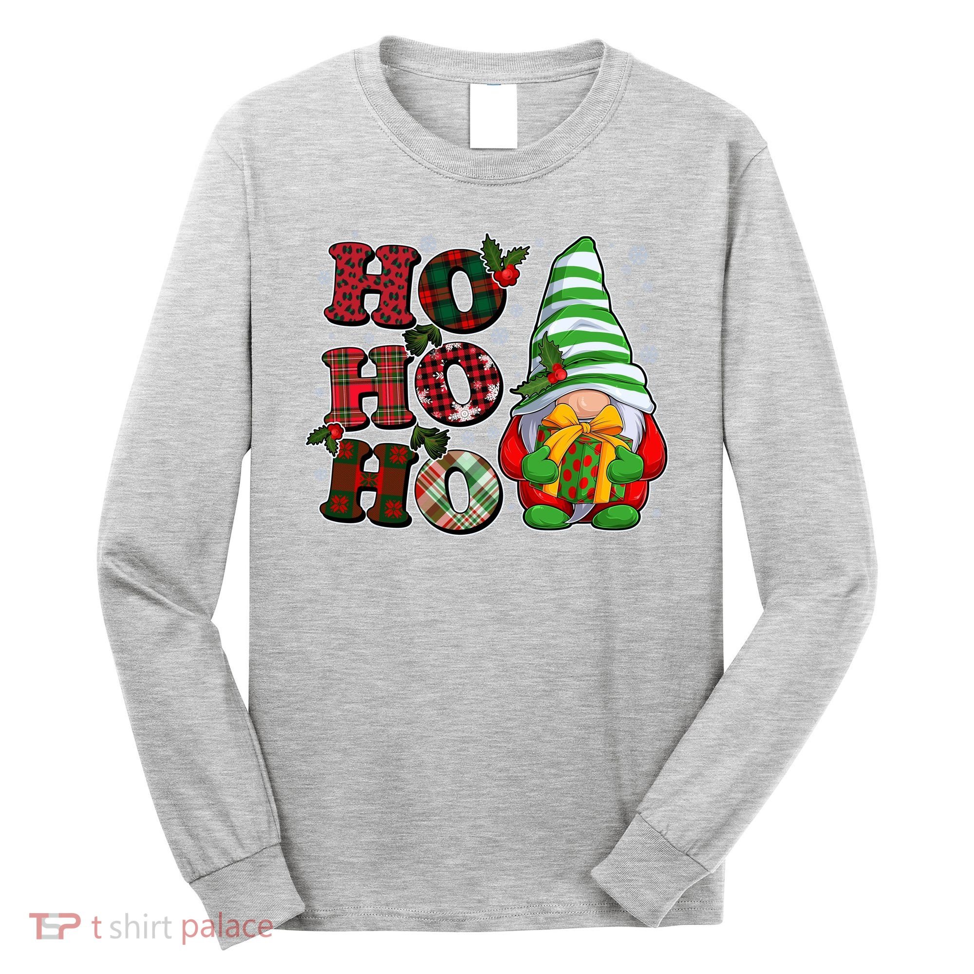 Funny Christmas Ho Ho Ho Gnome Long Sleeve Shirt
