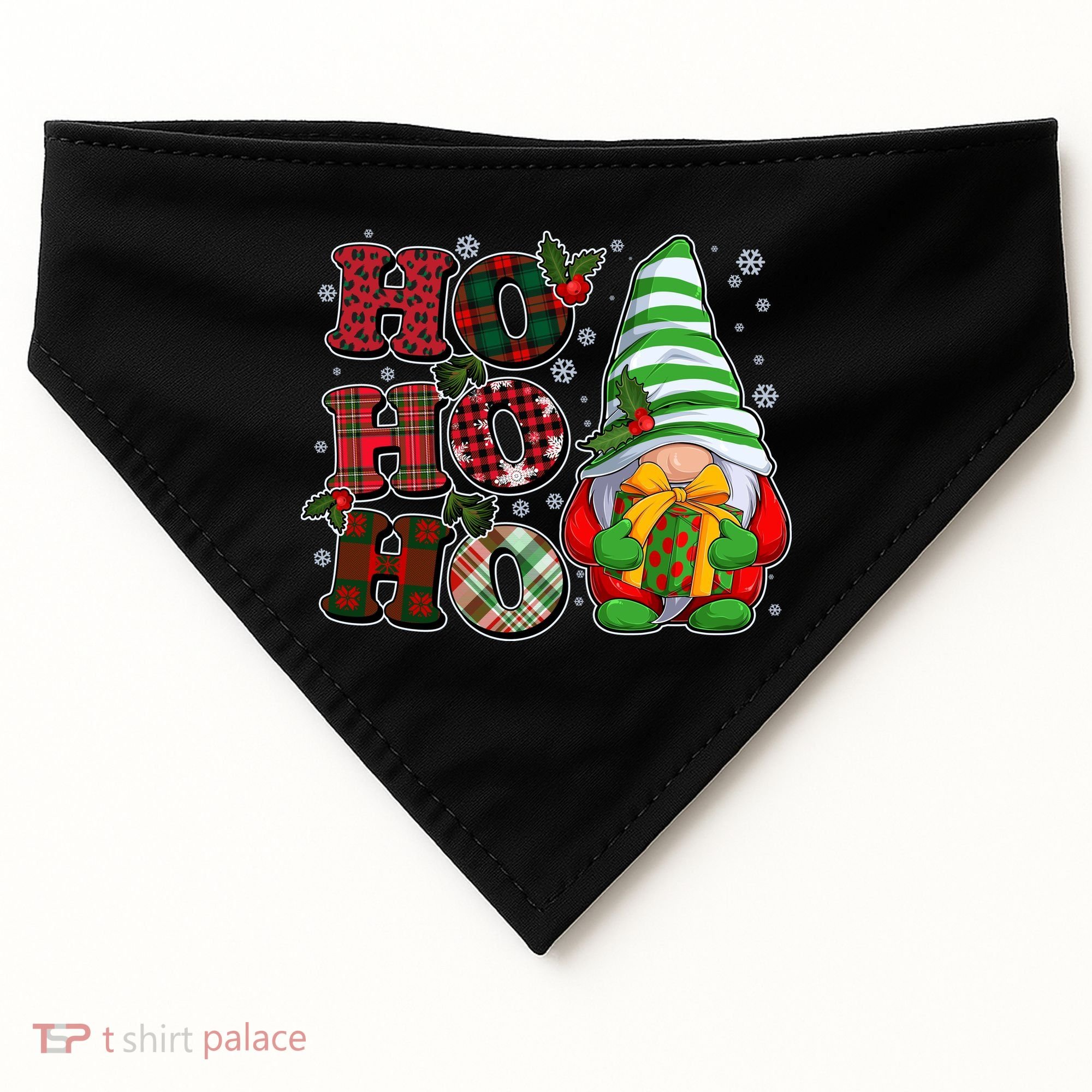 Funny Christmas Ho Ho Ho Gnome USA-Made Doggie Bandana