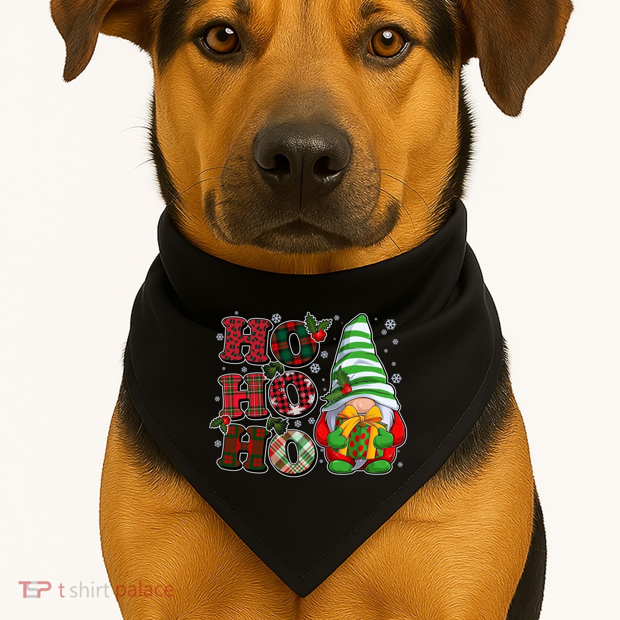Funny Christmas Ho Ho Ho Gnome USA-Made Doggie Bandana