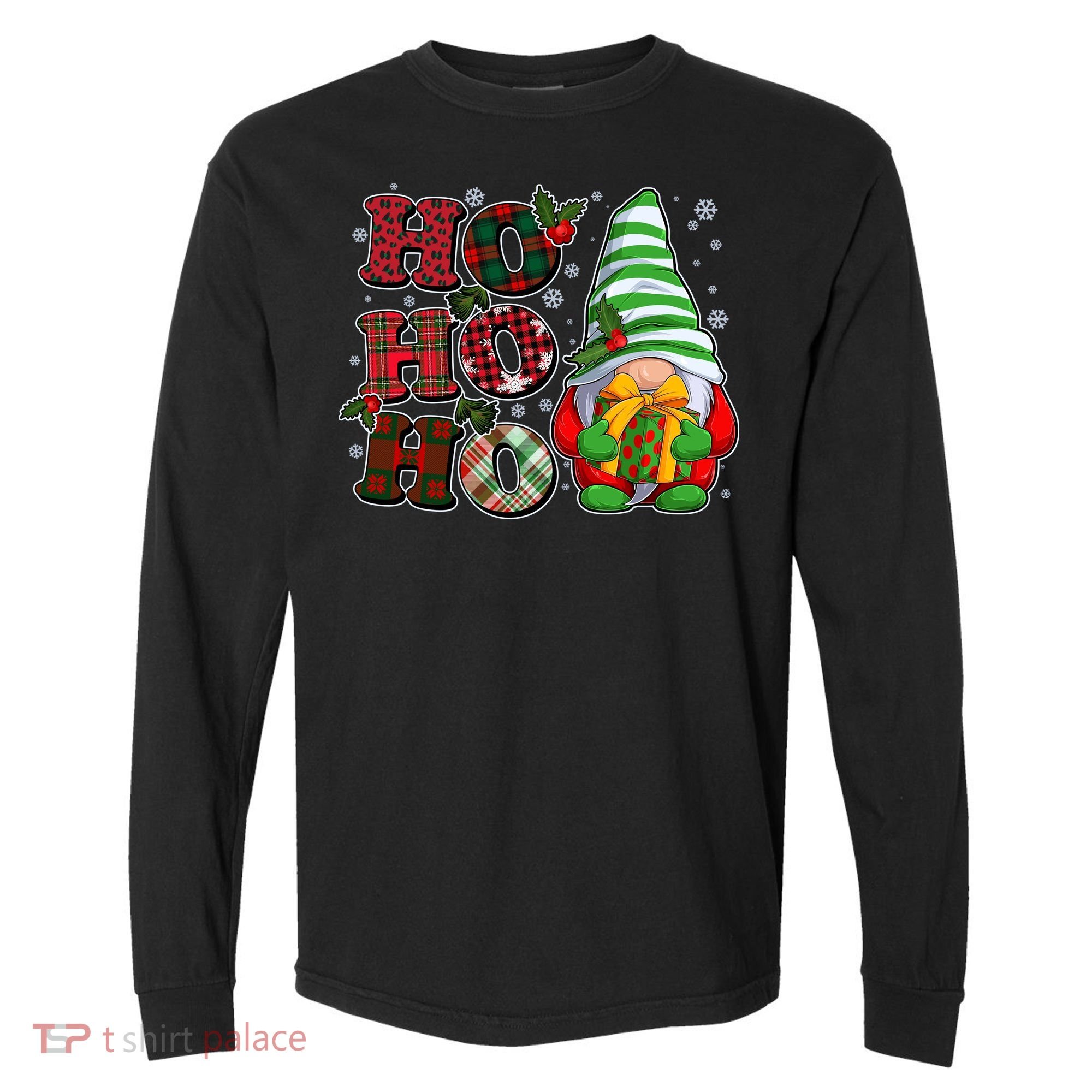 Funny Christmas Ho Ho Ho Gnome Comfort Colors Heavyweight Long Sleeve T-Shirt