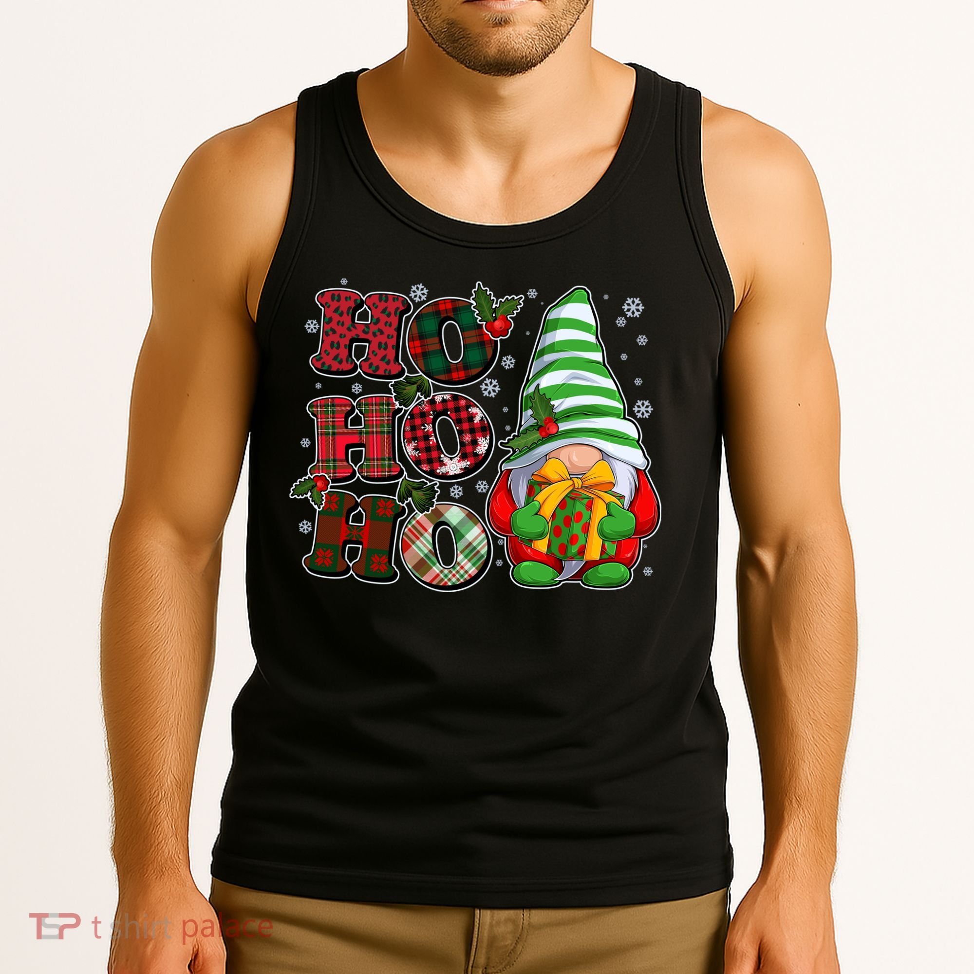 Funny Christmas Ho Ho Ho Gnome Tank Top