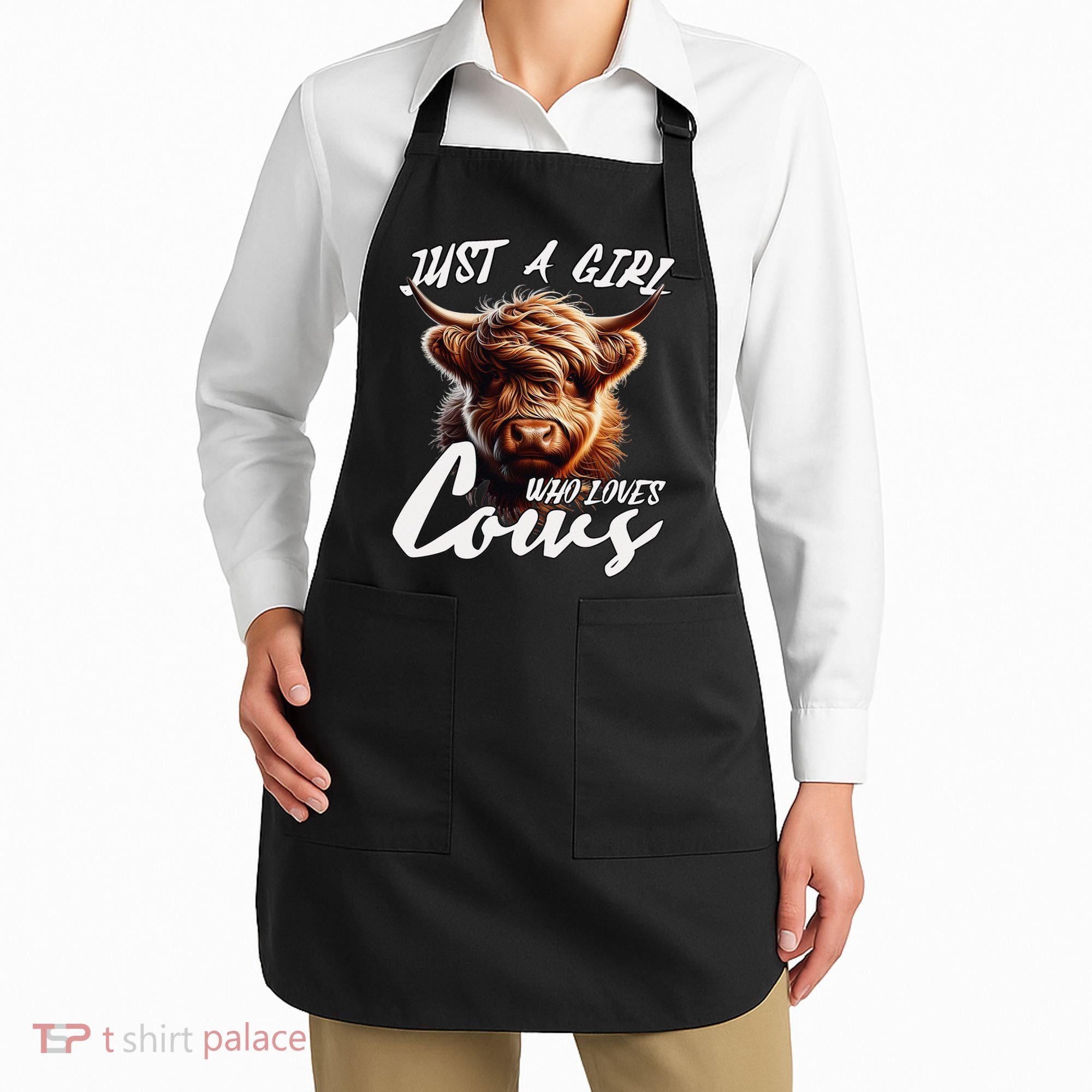 Funny Cute Highland Cow Just A Girl Who Loves Cows Apron