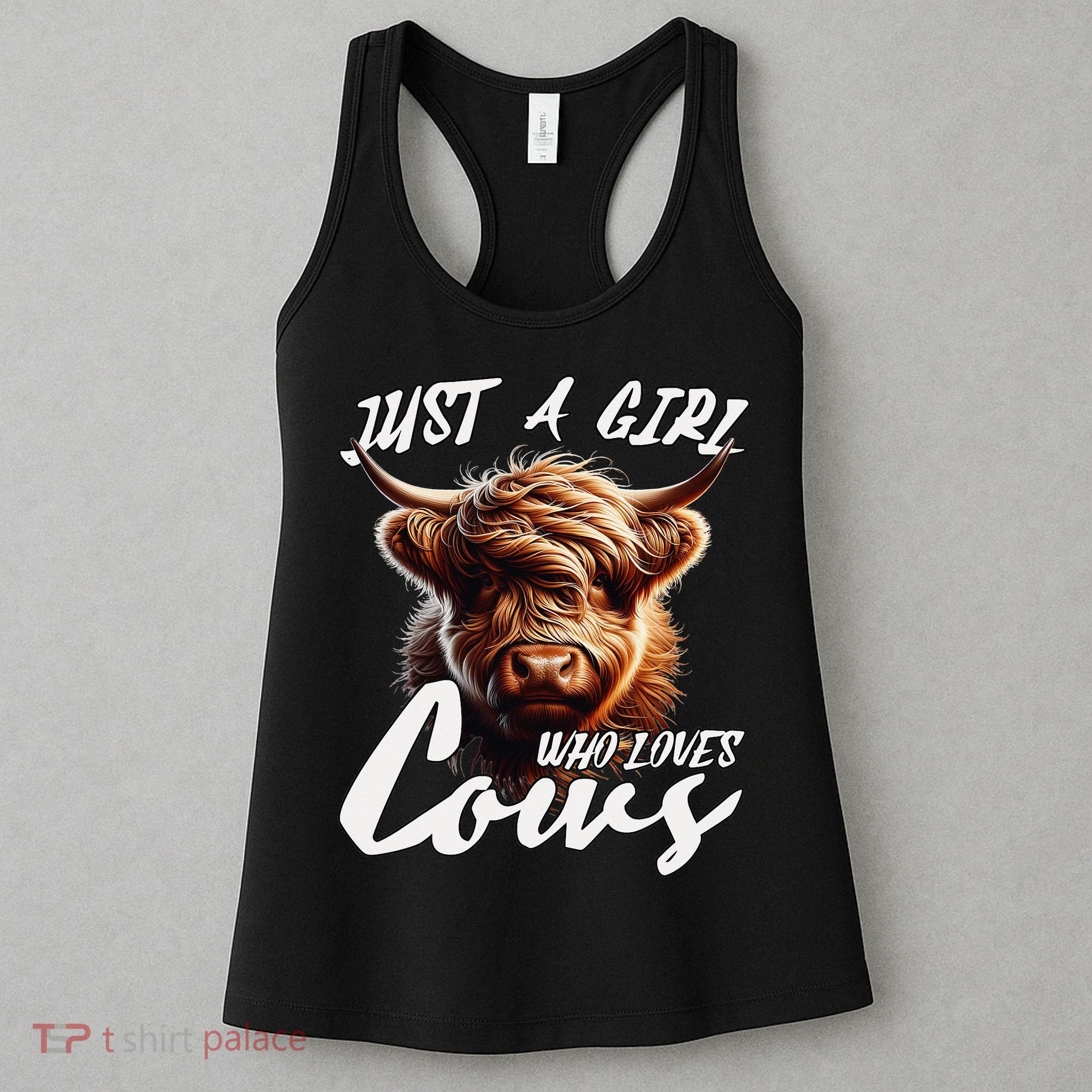 Funny Cute Highland Cow Just A Girl Who Loves Cows Women's Tank Top