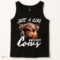 Funny Cute Highland Cow Just A Girl Who Loves Cows Tank Top thumb 2