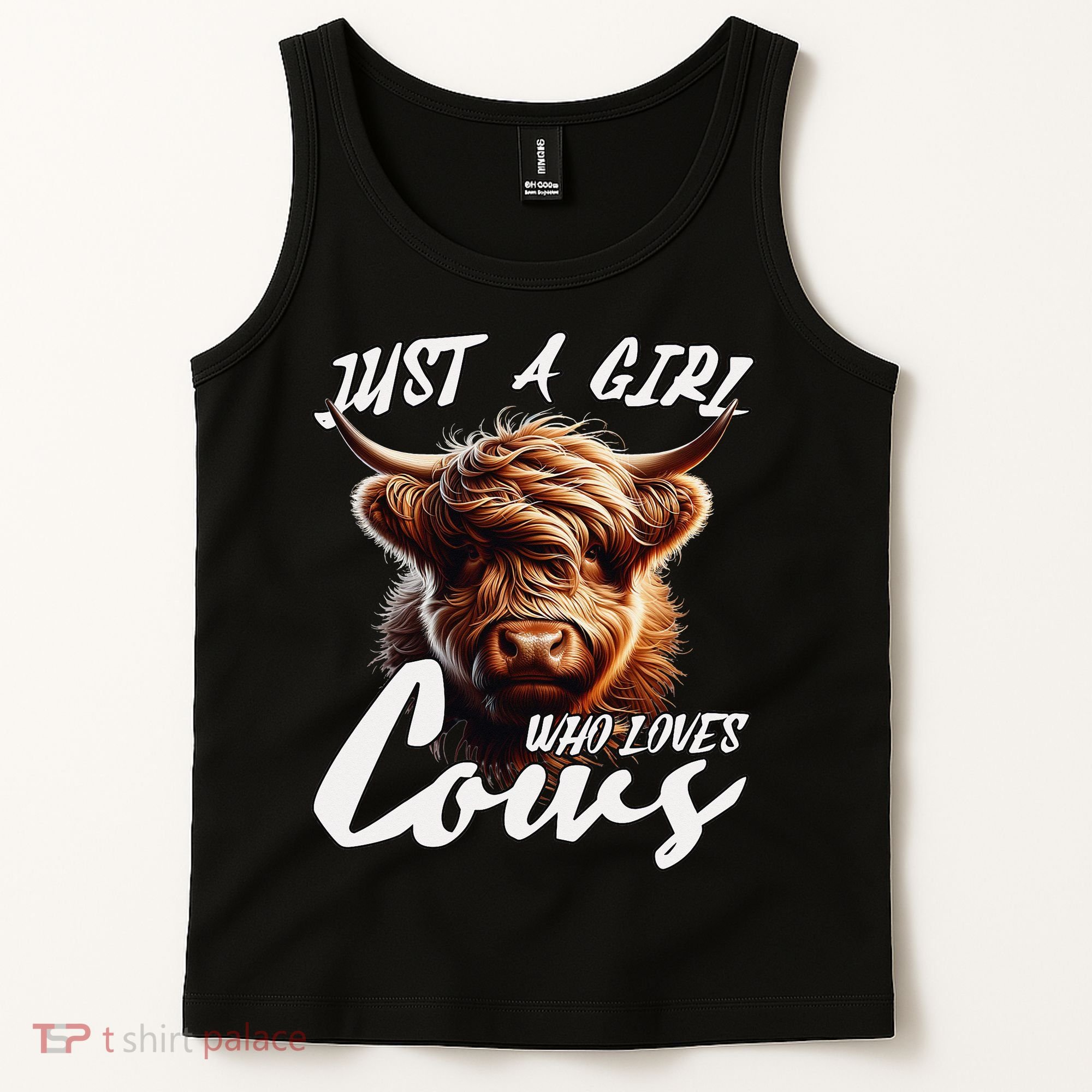 Funny Cute Highland Cow Just A Girl Who Loves Cows Tank Top