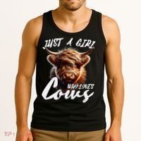 Funny Cute Highland Cow Just A Girl Who Loves Cows Tank Top thumb 3