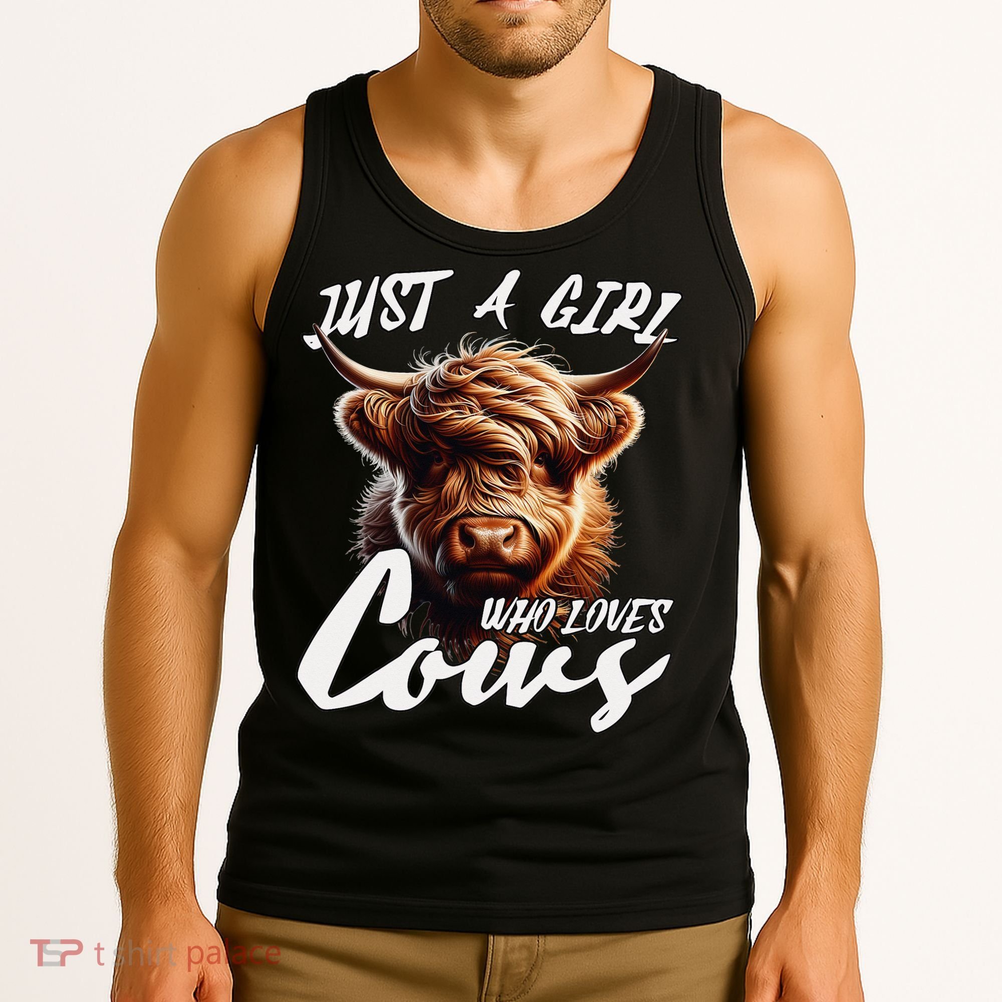 Funny Cute Highland Cow Just A Girl Who Loves Cows Tank Top