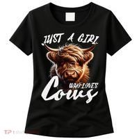 Funny Cute Highland Cow Just A Girl Who Loves Cows Women's T-Shirt thumb 0