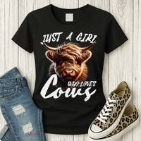 Funny Cute Highland Cow Just A Girl Who Loves Cows Women's T-Shirt thumb 3