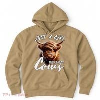 Funny Cute Highland Cow Just A Girl Who Loves Cows Hoodie thumb 0