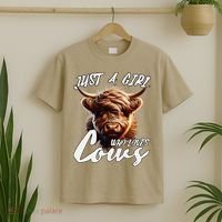 Funny Cute Highland Cow Just A Girl Who Loves Cows T-Shirt thumb 2