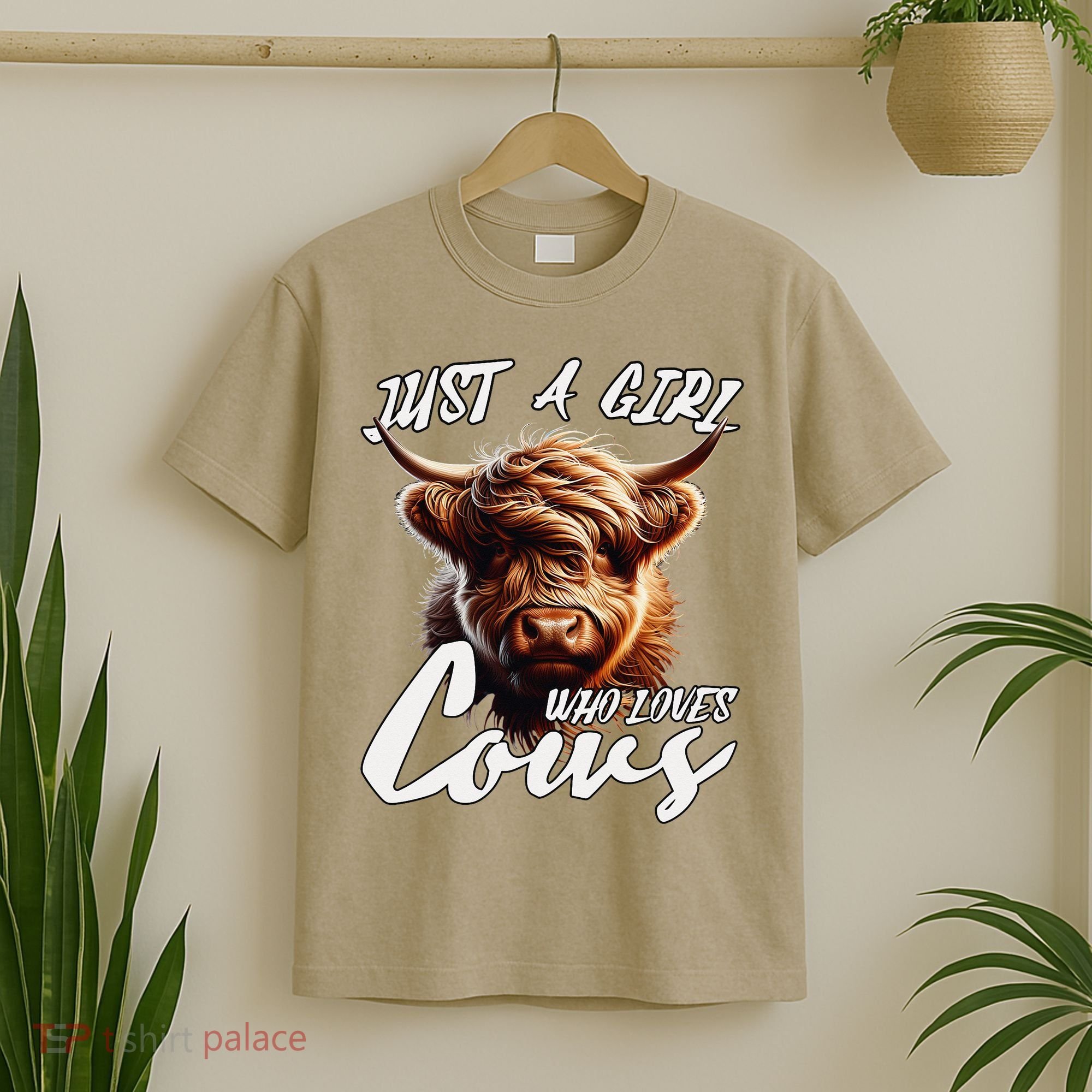 Funny Cute Highland Cow Just A Girl Who Loves Cows T-Shirt