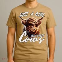 Funny Cute Highland Cow Just A Girl Who Loves Cows T-Shirt thumb 3