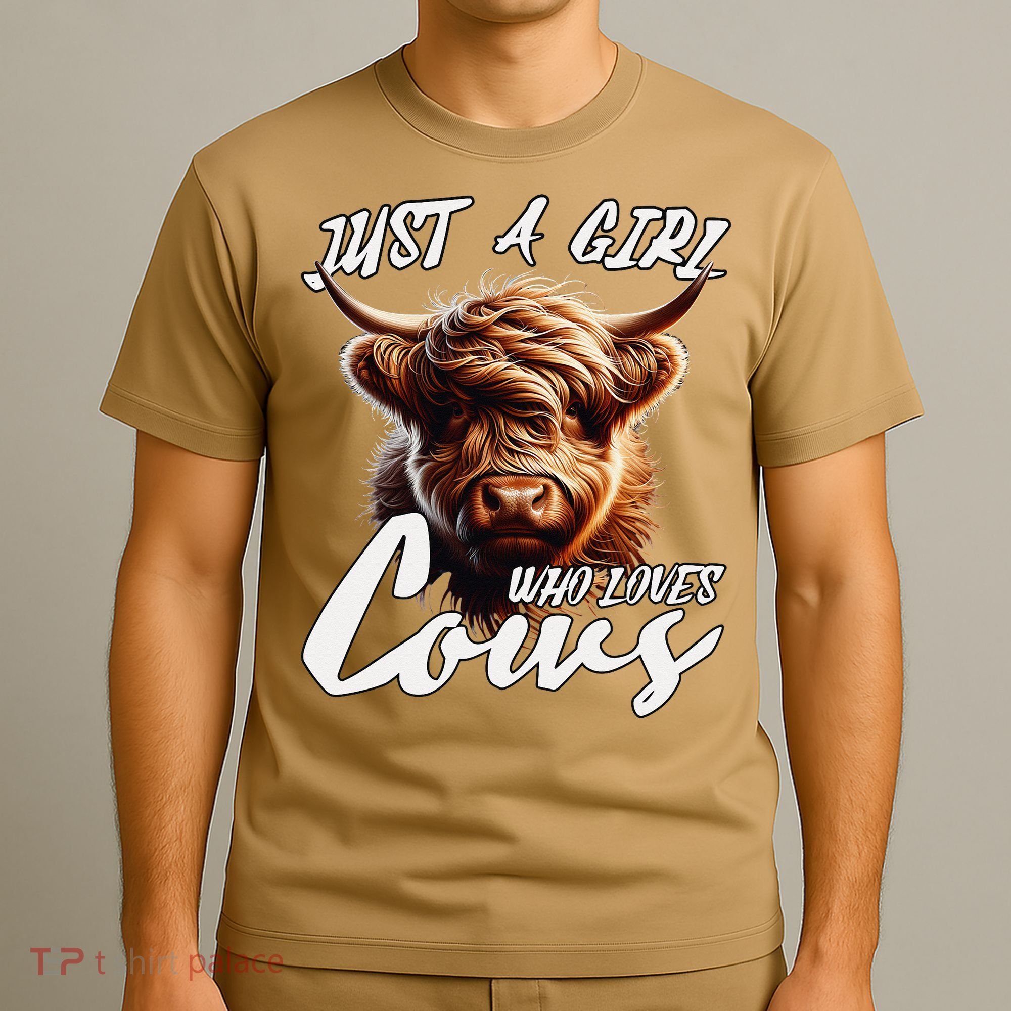 Funny Cute Highland Cow Just A Girl Who Loves Cows T-Shirt