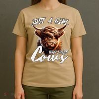 Funny Cute Highland Cow Just A Girl Who Loves Cows T-Shirt thumb 4