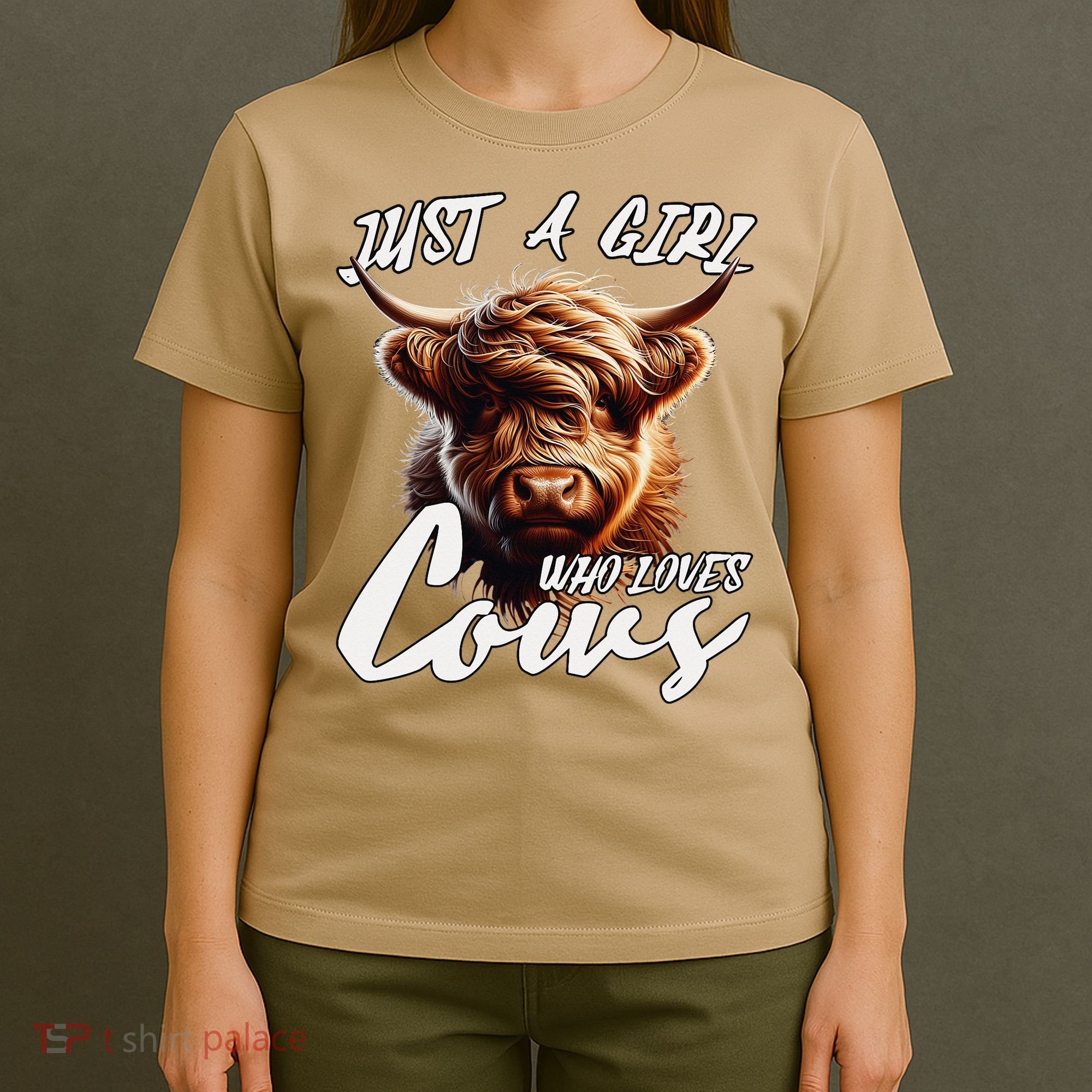 Funny Cute Highland Cow Just A Girl Who Loves Cows T-Shirt