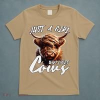 Funny Cute Highland Cow Just A Girl Who Loves Cows T-Shirt thumb 5