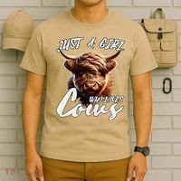 Funny Cute Highland Cow Just A Girl Who Loves Cows T-Shirt thumb 6