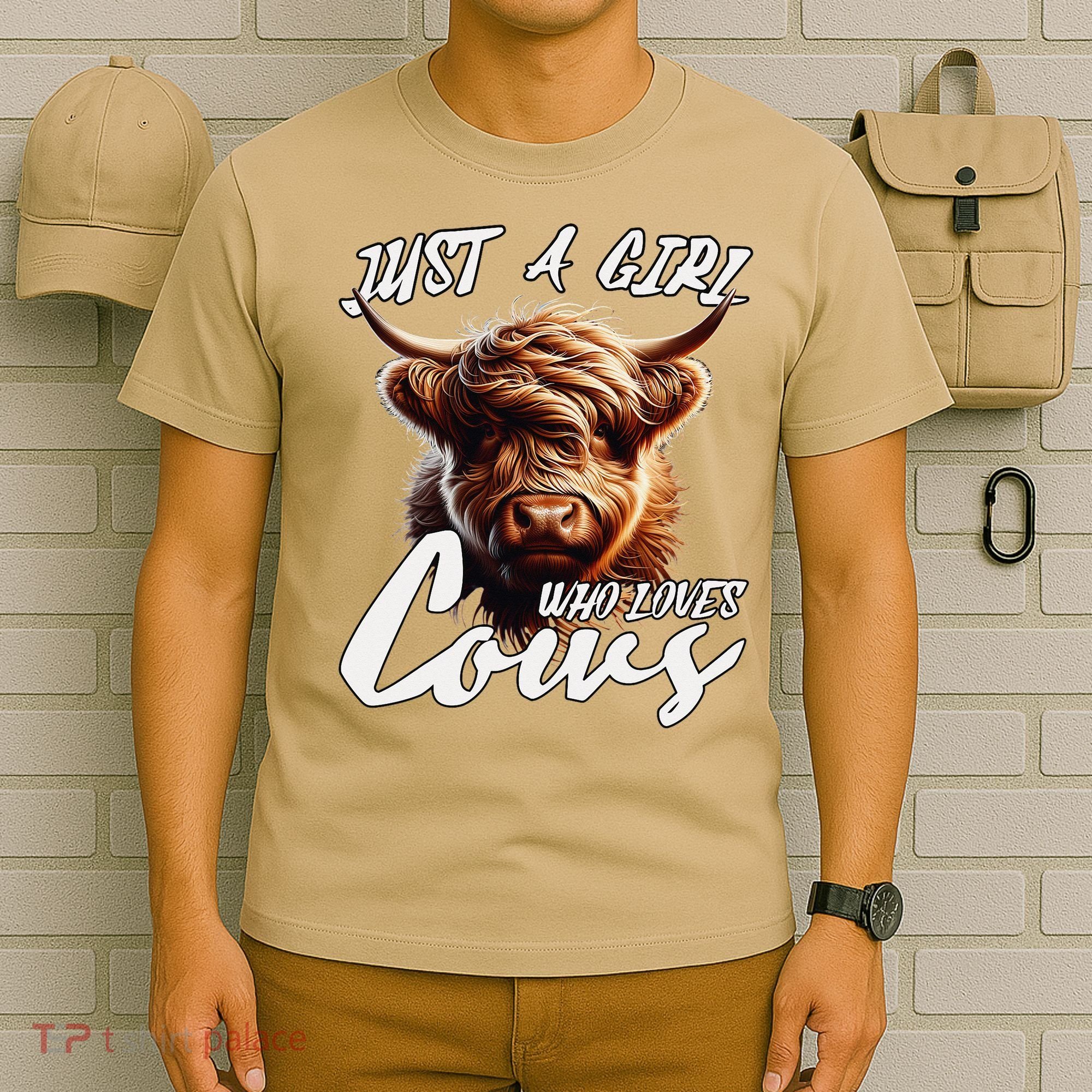 Funny Cute Highland Cow Just A Girl Who Loves Cows T-Shirt