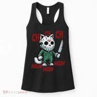 Funny Cat Horror Movies Cute Halloween For Cat Kitty Lovers Women's Tank Top thumb 0