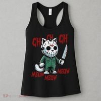 Funny Cat Horror Movies Cute Halloween For Cat Kitty Lovers Women's Tank Top thumb 3