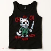 Funny Cat Horror Movies Cute Halloween For Cat Kitty Lovers Tank Top thumb 2