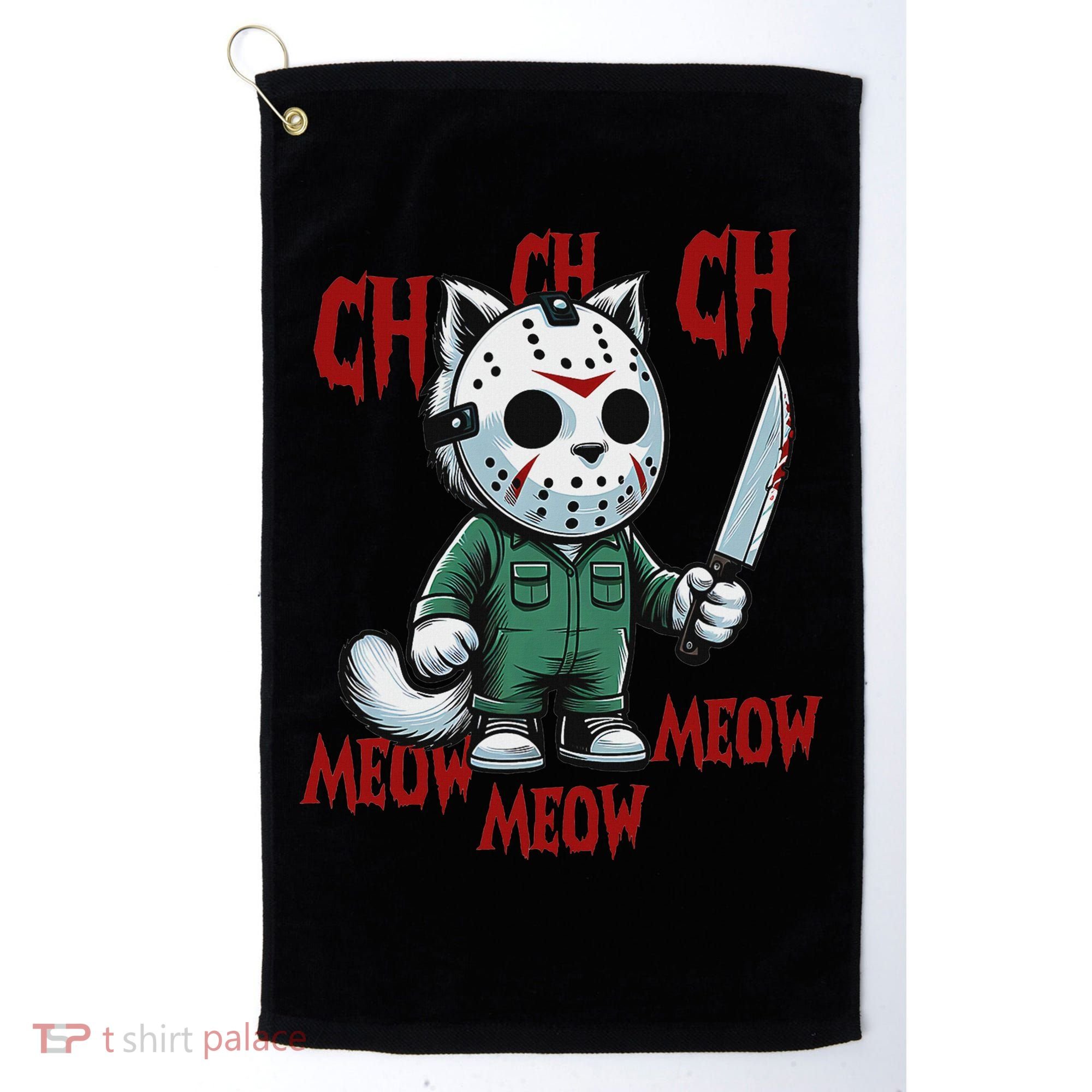 Funny Cat Horror Movies Cute Halloween For Cat Kitty Lovers Golf Towel