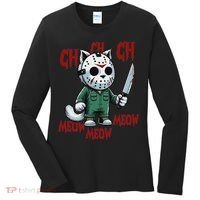 Funny Cat Horror Movies Cute Halloween For Cat Kitty Lovers Women's Long Sleeve Shirt thumb 0