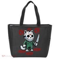 Funny Cat Horror Movies Cute Halloween For Cat Kitty Lovers Tote Bag thumb 0