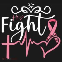 Fight Cross Heartbeat Pink Ribbon Breast Cancer Ornament thumb 1