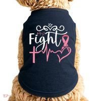 Fight Cross Heartbeat Pink Ribbon Breast Cancer Doggie Tank thumb 0