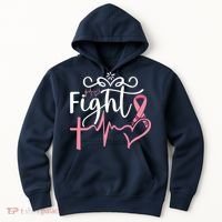 Fight Cross Heartbeat Pink Ribbon Breast Cancer Hoodie thumb 0