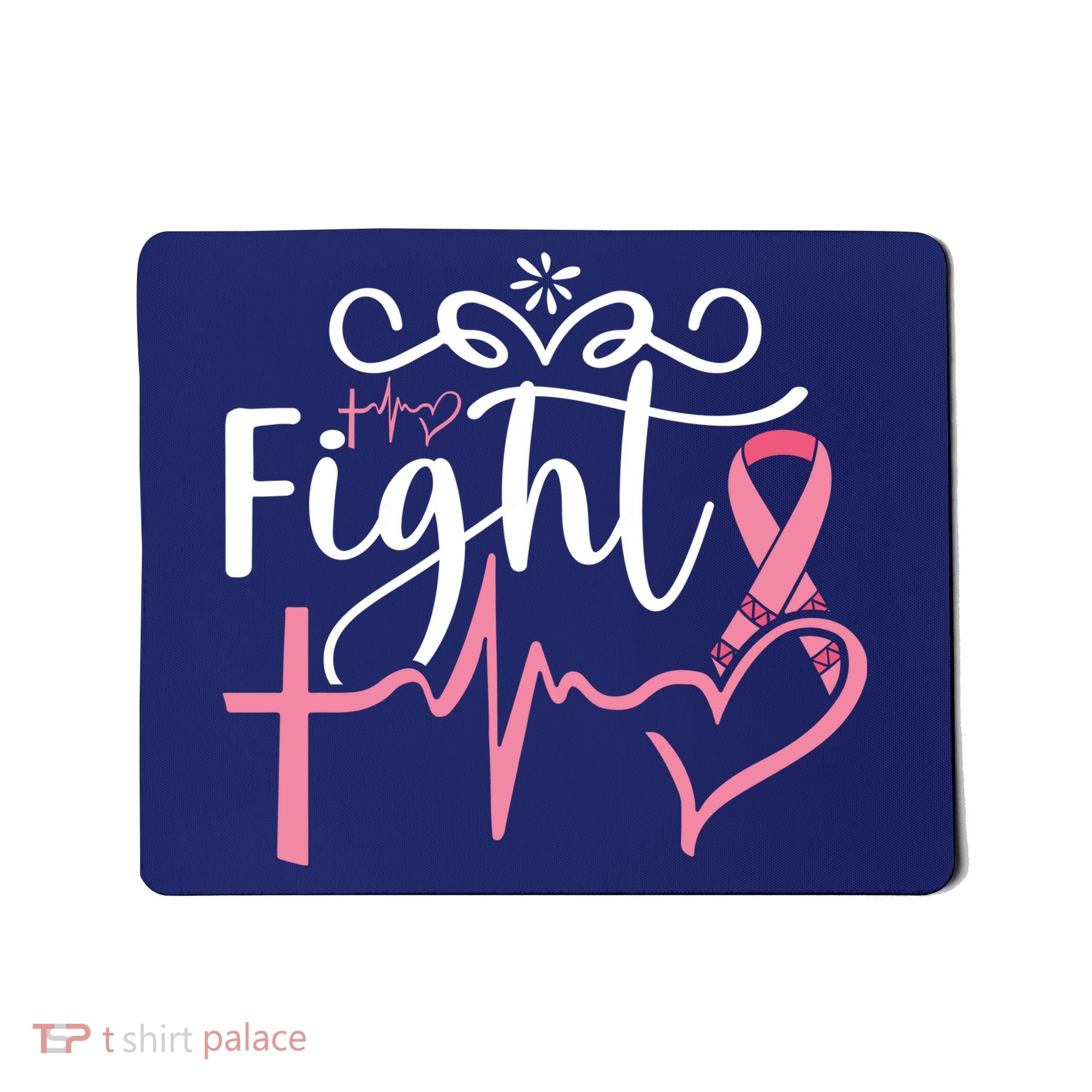 Fight Cross Heartbeat Pink Ribbon Breast Cancer Mousepad