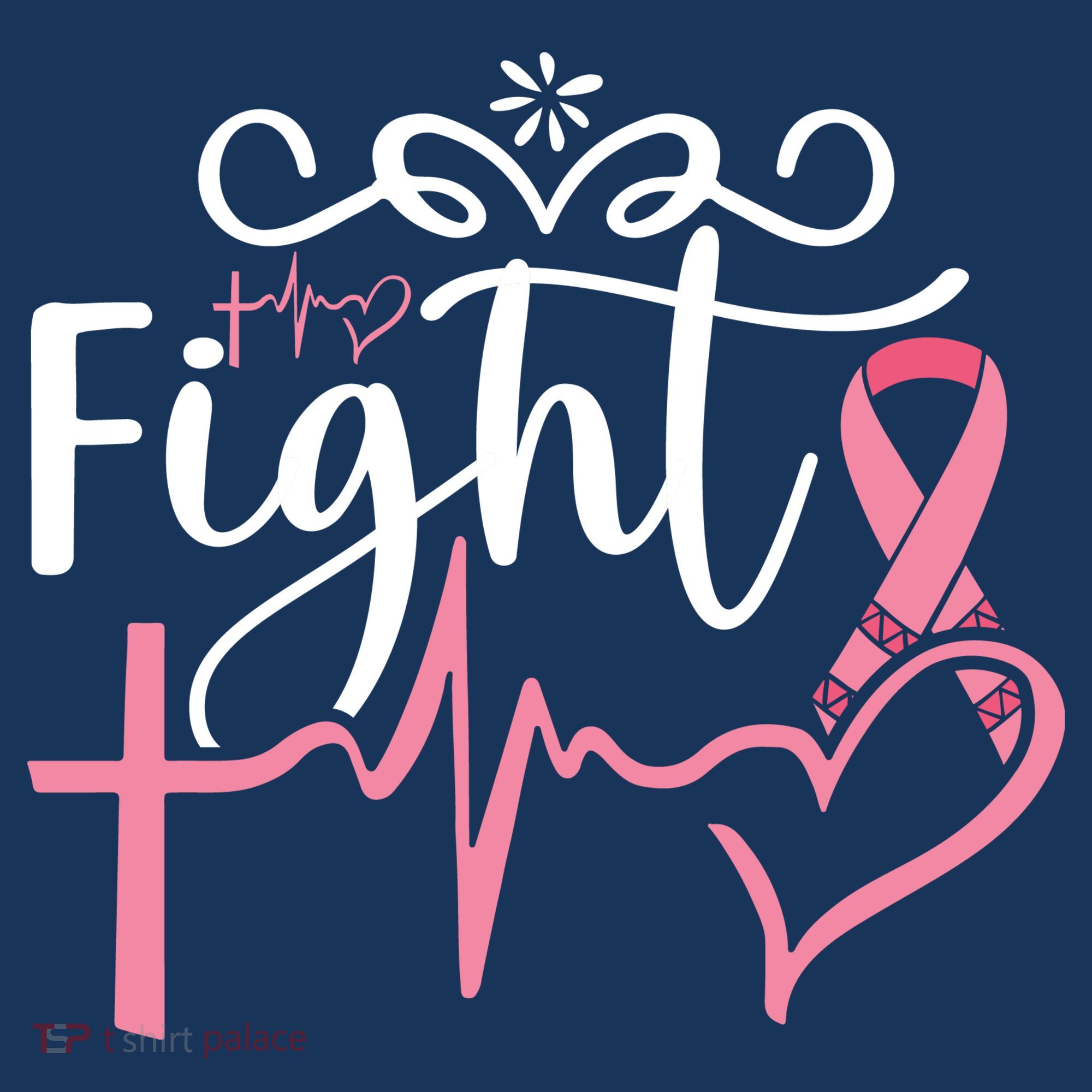 Fight Cross Heartbeat Pink Ribbon Breast Cancer Mousepad