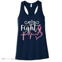 Fight Cross Heartbeat Pink Ribbon Breast Cancer Women's Tank Top thumb 0