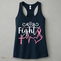 Fight Cross Heartbeat Pink Ribbon Breast Cancer Women's Tank Top thumb 3