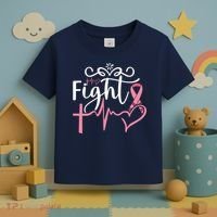 Fight Cross Heartbeat Pink Ribbon Breast Cancer Toddler T-Shirt thumb 3