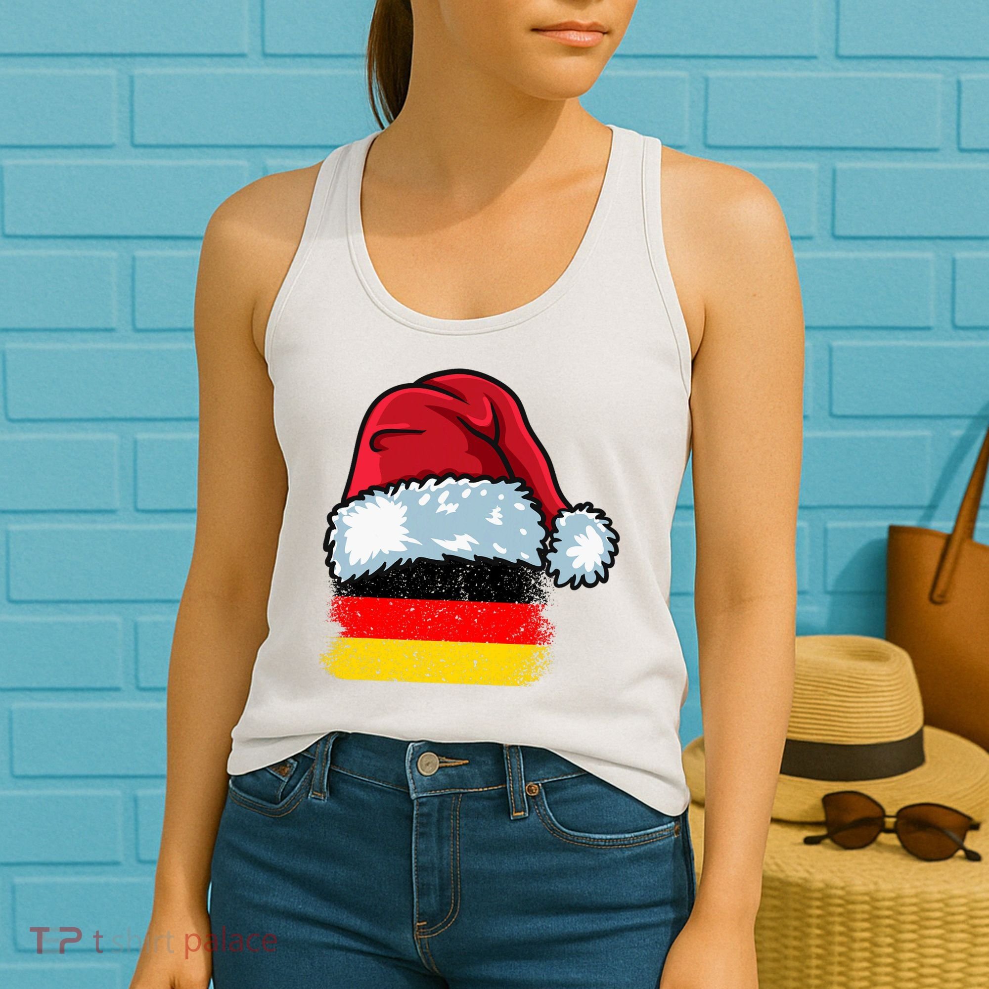 Funny Christmas Hat For Happy Germany Costume Women's Tank Top